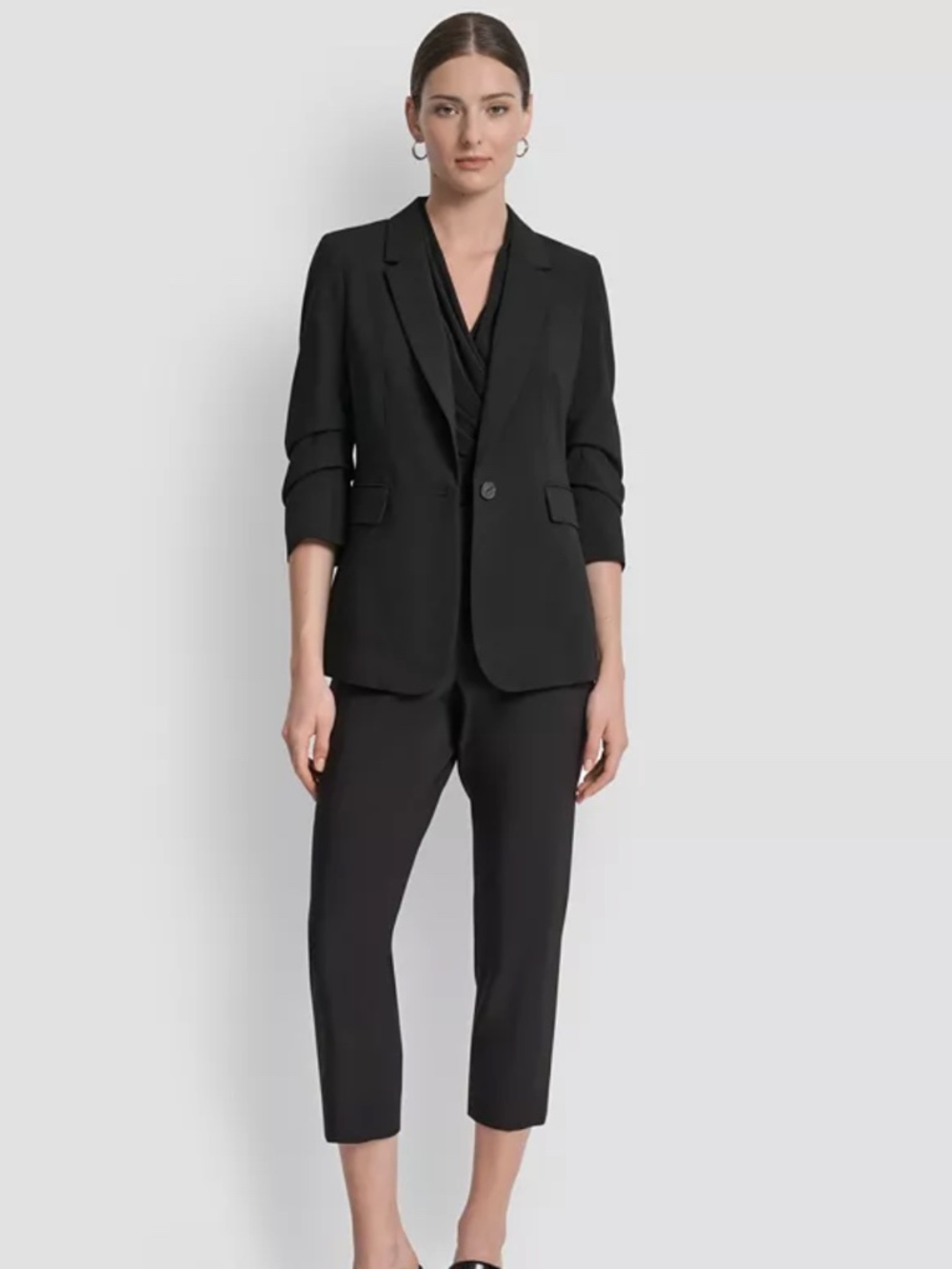 DKNY Women's Ruched-Sleeve One-Button Blazer Size 10 NWT